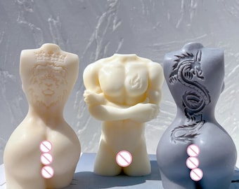 Man Woman Body Candle Mold Female Human Torso Goddess Lion Body Silicone Mold For Resin Art