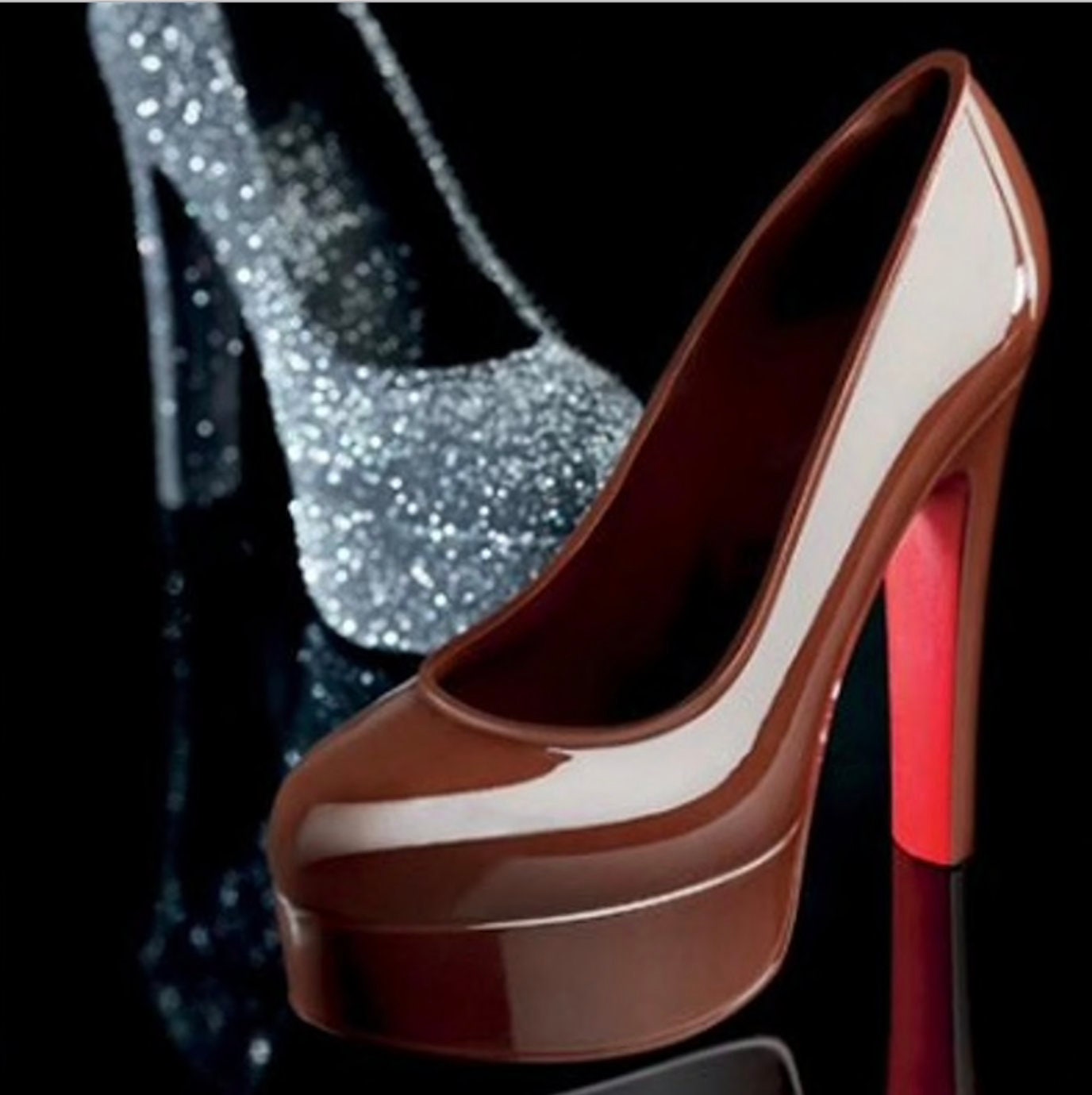 Chocolate Platform Shoe with Red Bottom