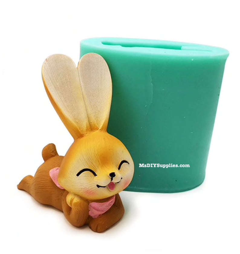 Fondant Chocolate Mold by MsDIYSupplies Candle Mould Plaster 3D Rabbit Silicone Mold-Cake Decoration Cement Polymer Clay Soap Resin