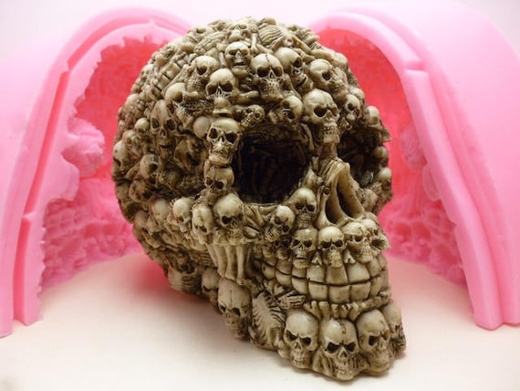 Large 3D Skull Silicone Mold - 3.27x3.08x4.16 Inch For Epoxy Resin Casting & Candle Making