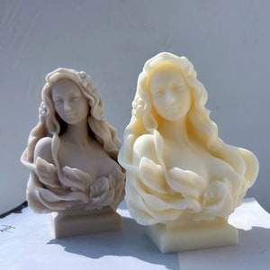 Beautiful Lady Statue Candle Mold, Goddess Female Bust Silicone Molds, Greek Art Woman Sculpture Soy Wax Mould
