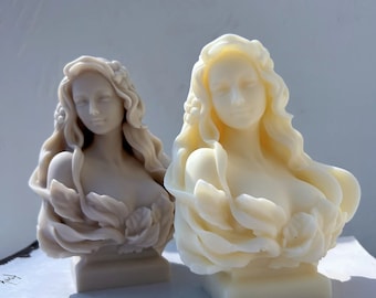 Beautiful Lady Statue Candle Mold Goddess Female Bust Silicone Molds Greek Art Woman Sculpture Soy Wax Tool