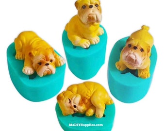Molde de silicona Mini Bulldog para decoración de pasteles, molde para velas, yeso, cemento, arcilla polimérica, molde para Chocolate