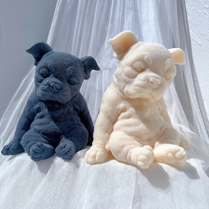 LARGE Sitting Sleeping Boston Terrier Puppy Dog Candle Mold Animal Puppies Soy Wax Silicone Mould Casting