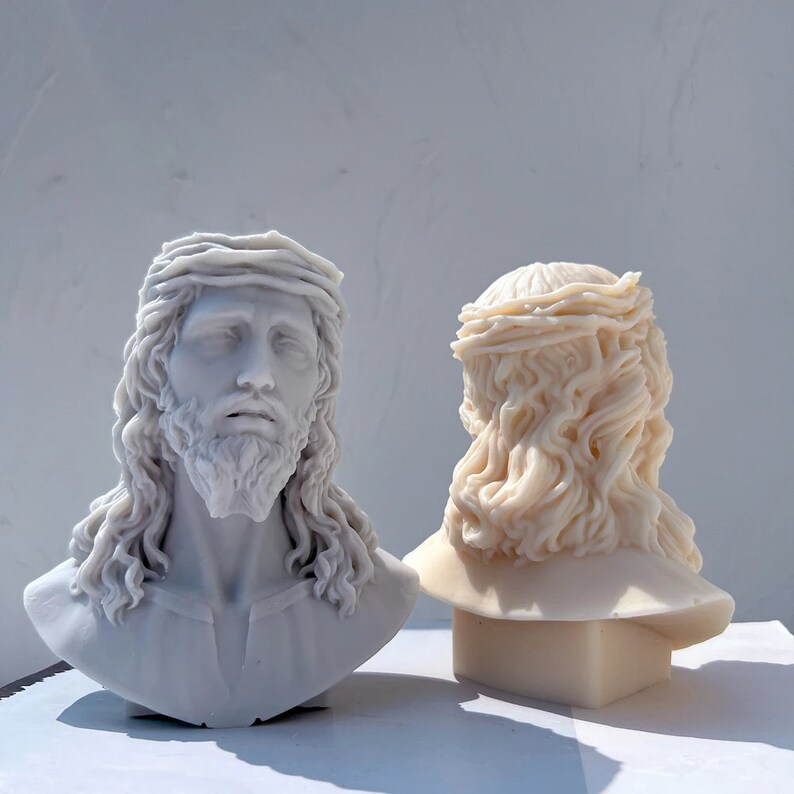 Jesus Statue Silicone Mold Unique Bust Sculpture Soy Wax Candle Mould Greek Mythology Home Decor image 4