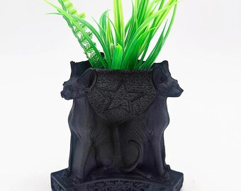 Black Cat Vase Silicone Mold, concrete, resin, gypsum, flowerpot mold, Halloween decoration tools