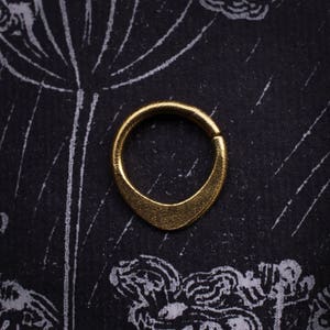 18k gold plated septum piercing ring 1.6mm 14g 1.2mm 16g 1mm 18g  teardrop triangle sterling silver rustic  matte finish one of a kind
