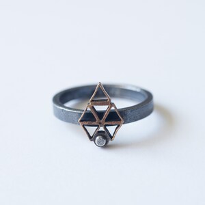 handmade ring in sterling silver and bronze oxidized custom made to your size image 2