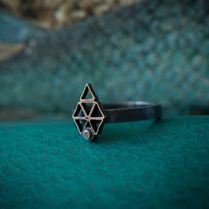handmade ring in sterling silver and bronze oxidized custom made to your size image 1