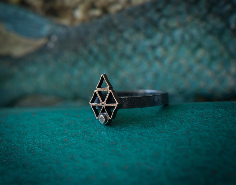 handmade ring in sterling silver and bronze oxidized custom made to your size image 1