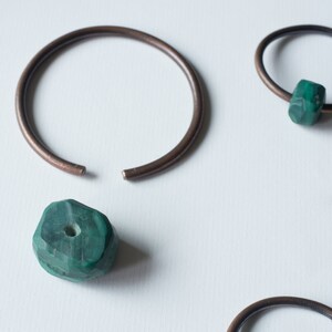 malachite and copper hoop ear weights gauges 12g 2mm or 8g 3mm thickness image 4