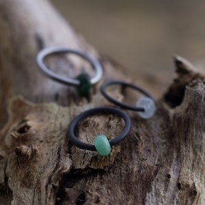 niobium emerald captive bead piercing ring 18g 16g 14g conch nipple tragus helix may birthstone green stone black septum