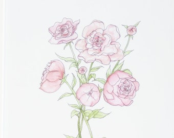 Peony Watercolor Print | Floral | Botanical | Garden | Painting | Flowers