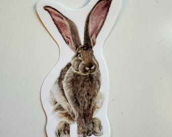 Watercolor Rabbit Sticker | Matte Die-Cut Bunny Art