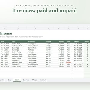 Freelancer Income and Expense Tracker Spreadsheet, Self Employed Tax Estimator, 1099 Quarterly Tax and Mileage Log for Google Sheets image 4