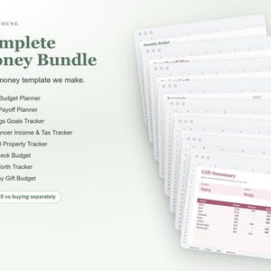 Complete Money Spreadsheet Bundle: 8 Templates, Budget Planner, Debt Snowball, Paycheck Budget, Net Worth, Freelancer and Rental Trackers