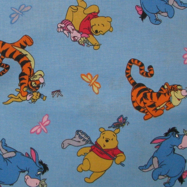 Winnie the Pooh Eeeyore Tigger Piglet Roo blue Spring butterfies birds - by the YARD
