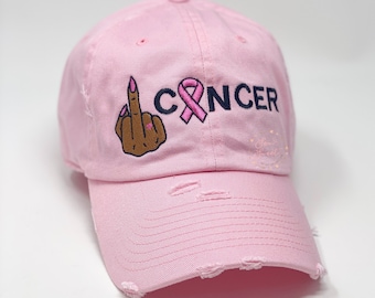 Breast Cancer Awareness Vintage Distressed Hats, Survivor Hat, Fighter Hat, Cancer Sucks, Cancer Ribbon