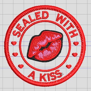 DIGITAL EMBROIDERY FILE** Kiss Patch Embroidery Design