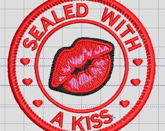 DIGITAL EMBROIDERY FILE** Kiss Patch Embroidery Design