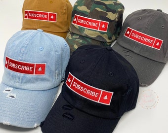 Embroidered, Influencer Hat, Hats with Sayings, Like, Subscribe, Notifications, Vintage Hat, Dad Hat, Social Media Hat, Hats with Sayings