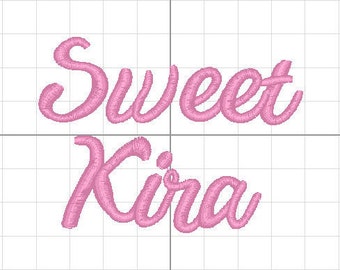 Sweet Kira Script Embroidery Font Monogram Alphabet Size 1.5 inch BX file included