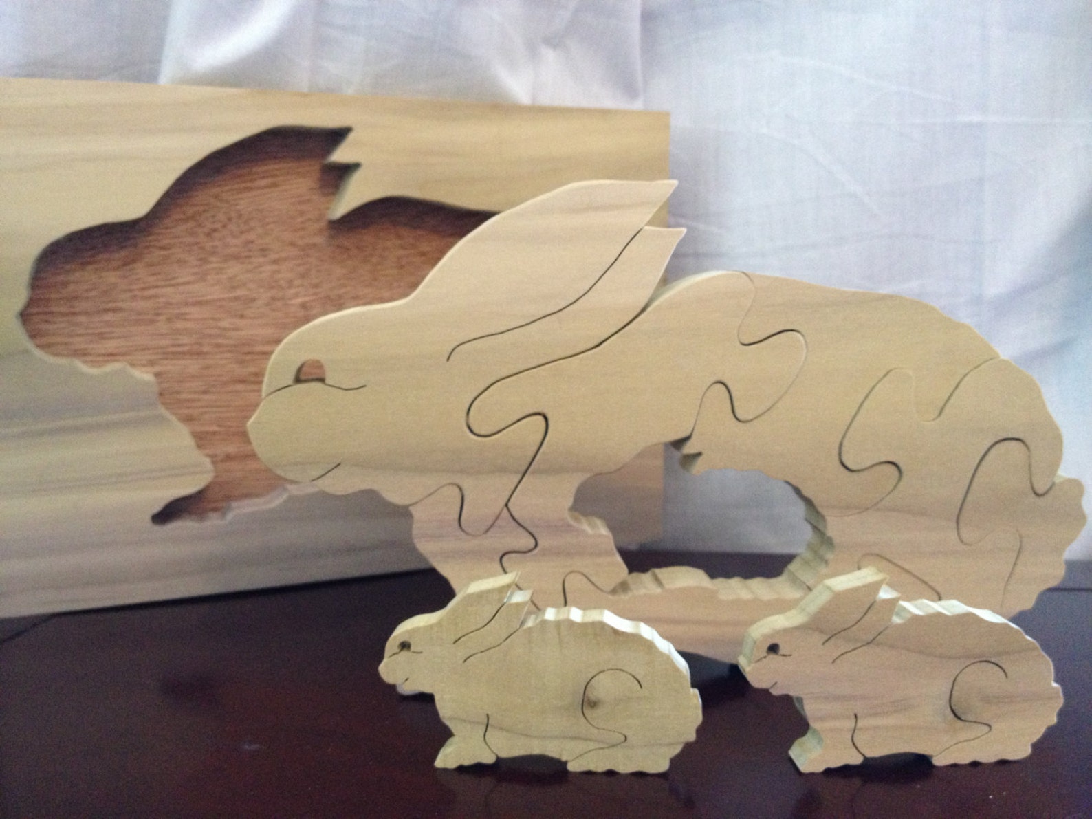 Wooden rabbit and bunny puzzle 3D freestanding or traditional Etsy