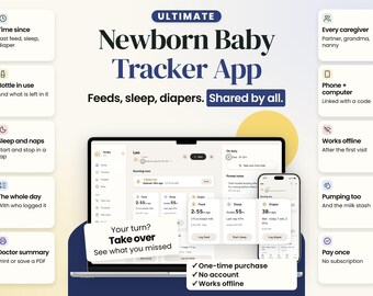 Newborn Baby Tracker App: Feeds, Sleep, Diapers Shared by All Caregivers