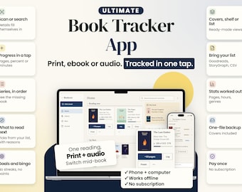 Book Tracker App: Print Ebook Audiobook Progress in One Tap | TBR, Series & Reading Log