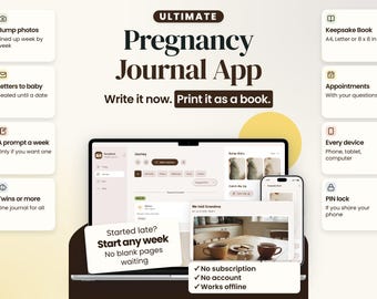 Pregnancy Journal App | Printed as a Keepsake Book | Bump Photos and Letters to Baby