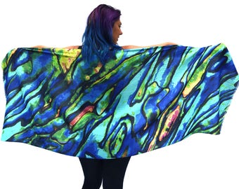 Paua Shell Abalone Scarf, Special Gift, Soft Cotton Sarong, Headwrap, Boho Festival Scarf, Unique Gift for Her, Symbolic, versatile scarf