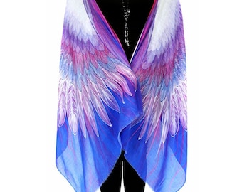 Vleugels Sjaal in violet, blauw. Mooi moederdagcadeau, Boho-sjaal, Sarong, Bandana, verensjaal. Origineel Australisch ontwerp