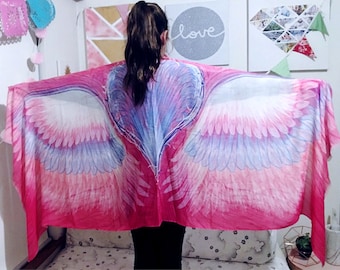 Roze Angel Wings Sjaal, Speciaal Cadeau voor Haar, Headwrap, Festival Boho Wings Sjaal, Bruidsmeisje Gift, Lente Sjaal, Origineel ontwerp