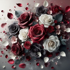 vermelho branco preto linda flor imagem 3D jpeg, png Convite de casamento para chuveiro salve a data copos de sublimação artesanal suporte para lugar de arte de parede