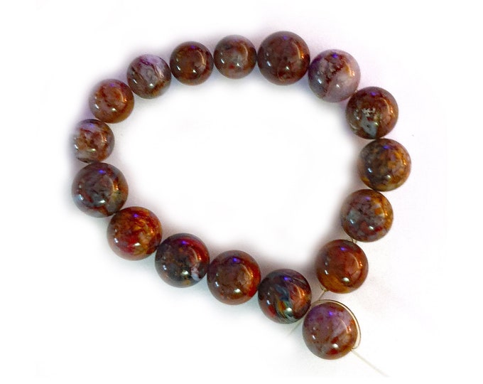 17 beads 1x Strand beautiful browns reds and greys 8mm /& 10mm Semi-Precious Beads