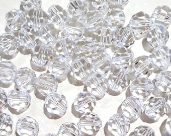 Lot 10 6mm Charcoal Gray Gold Tips Clear Faceted Bicone Center Drill Glass Beads