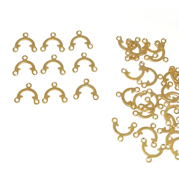 Lovely Gold Chandelier Earring Connector Findings, join with jump rings, Gold 10mm Single Loop x50