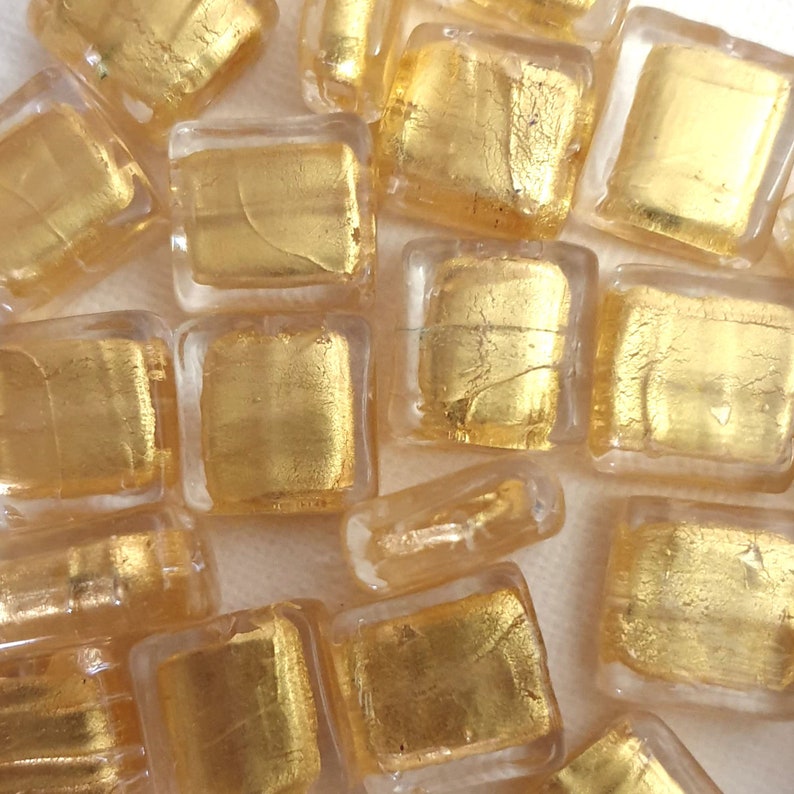 18mm Flat Square Glass Beads Murano Glass Beads Etsy