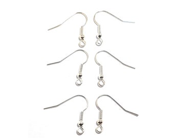 Quality Silver Plated Ear Hooks, Ear Wires 22mm x24 pairs OR 17mm x7 pairs or x25 pairs earring wires findings