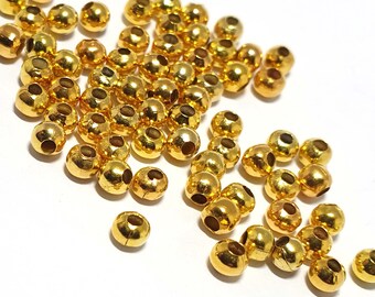 Gold Plated Metal Round Spacers 200 Pieces 4mm Approx Bright Colour!