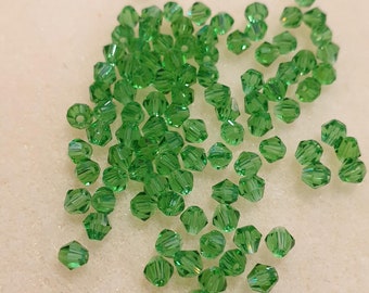 2mm Peridot Green Bicone Beads OR 3mm Peridot Green Bicone  Beads, Czech Glass (x100) Like Swarovski Peridot