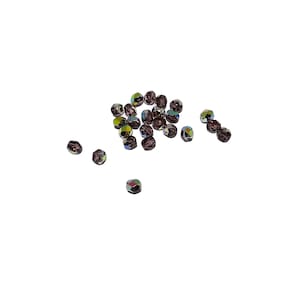 ovely 4x3.8mm Magic Wine Round / Oval Faceted Fire Polished Czech Glass Beads, Centre Drill, 1mm hole, x25 beads