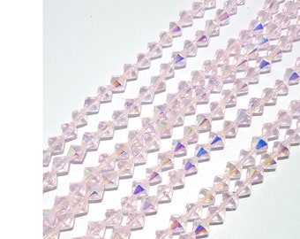 6mm Gorgeous Pink AB 6mm Bicone Czech Glass Beads, lovely beads with an AB effect, x54 Beads, x10 or x1 strands