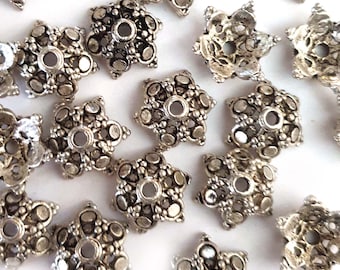 10x Silver Metal 16mm Filigree Bead Caps, TierraCast, High Quality, Made in USA, silver metal beadcap, x10 beadcaps