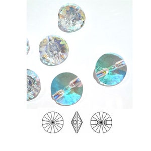 Bottone Swarovski Crystal AB da 18 mm, splendido bottone Rivoli in cristallo, cristallo da cucire 3015, splendido bottone Rivoli Clear AB (x1 bottone)
