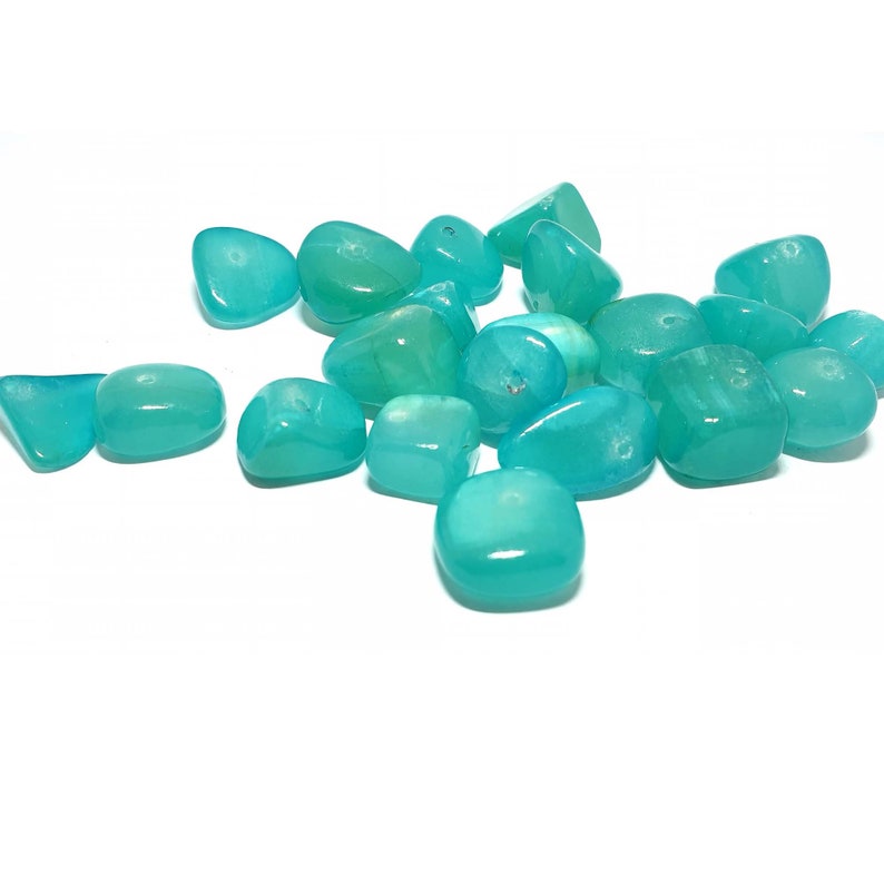 x21 beads centre drill, Gorgeous Aqua Blue glass beads 14-19mm in nugget shape various sizes