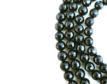 Superbes perles d'onyx rondes à facettes 8 mm, perles semi-précieuses, perles d'onyx de qualité A (x1)