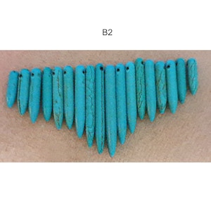 Stunning Turquoise Howlite Stick Needle Spike Beads, approx. 19mm-48x5mm, Top Drill, 1.6mm hole, perfect necklace feature,