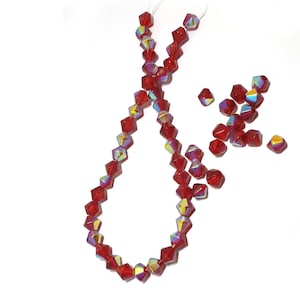6mm Gorgeous Red Siam AB Czech Bicone Glass 6mm Beads, x10 or 11 strands, lovely AB effect, bulk strands, wholesale beads