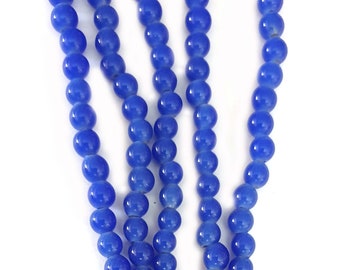 Pretty 6mm Blue Round Glass Beads, centre drill, 1x Strand, really cute beads (x30 beads)